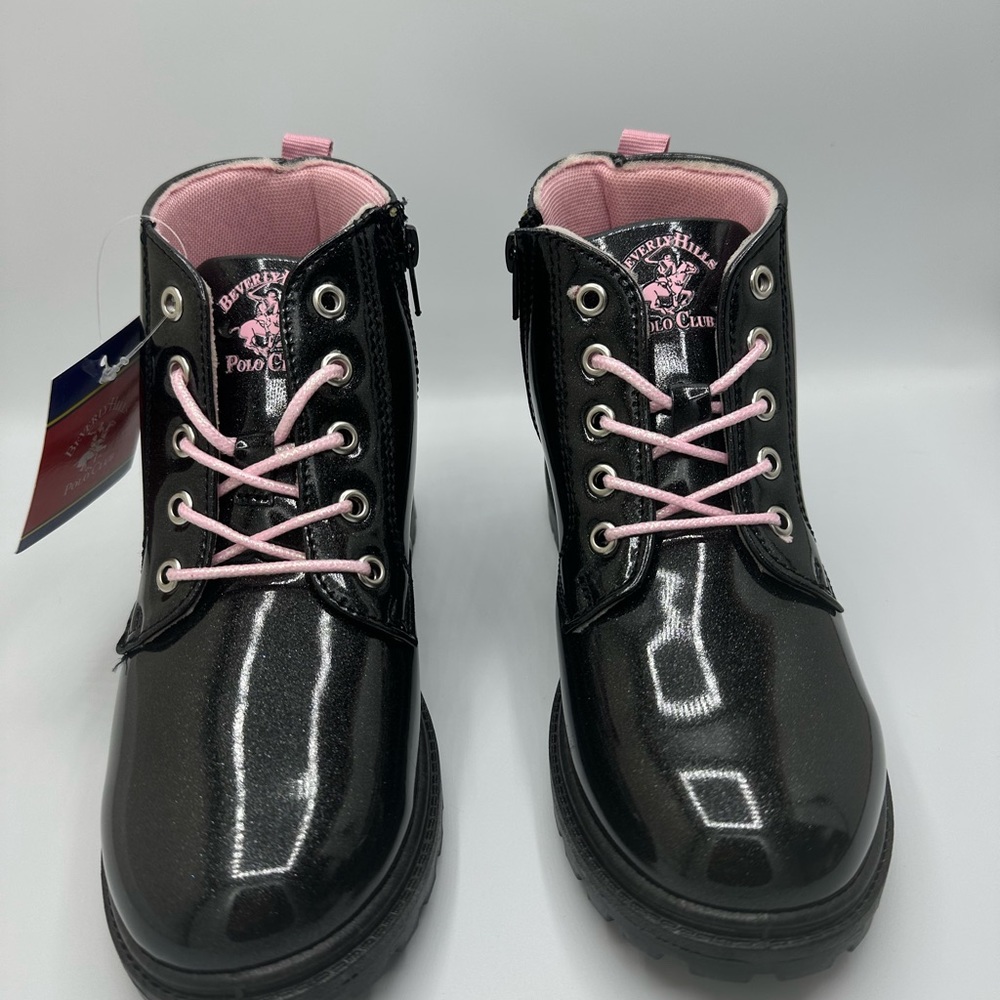 Beverly Hills Polo Club Girls Boots Black Glitter Size3 NEW